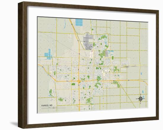 Political Map of Fargo, ND-null-Framed Art Print