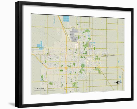 Political Map of Fargo, ND-null-Framed Art Print