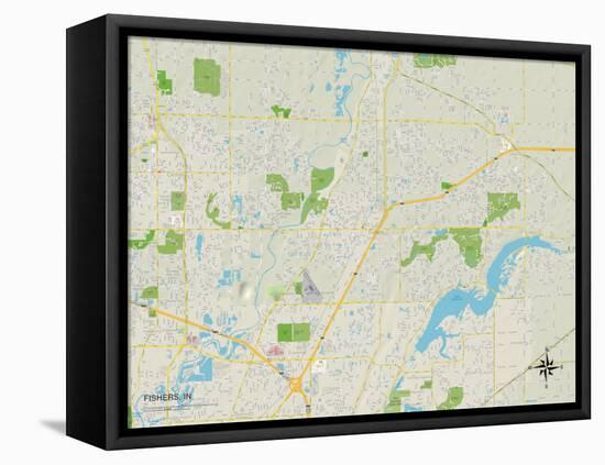 Political Map of Fishers, IN-null-Framed Stretched Canvas