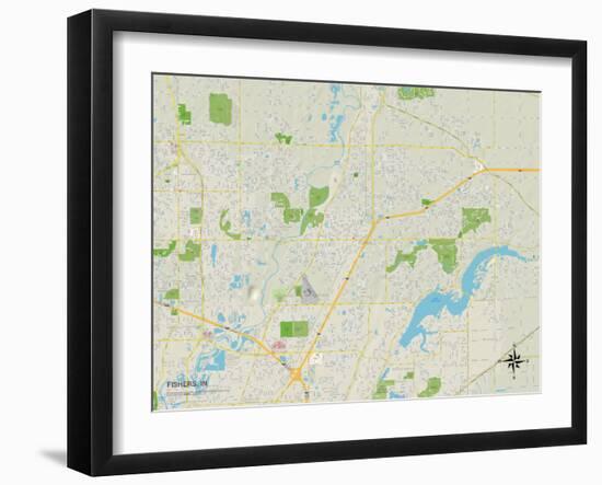 Political Map of Fishers, IN-null-Framed Art Print