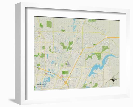 Political Map of Fishers, IN-null-Framed Art Print