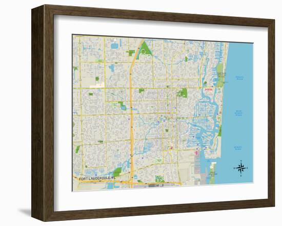 Political Map of Fort Lauderdale, FL-null-Framed Art Print