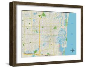 Political Map of Fort Lauderdale, FL-null-Framed Art Print