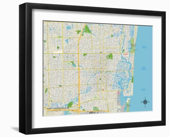 Political Map of Fort Lauderdale, FL-null-Framed Art Print