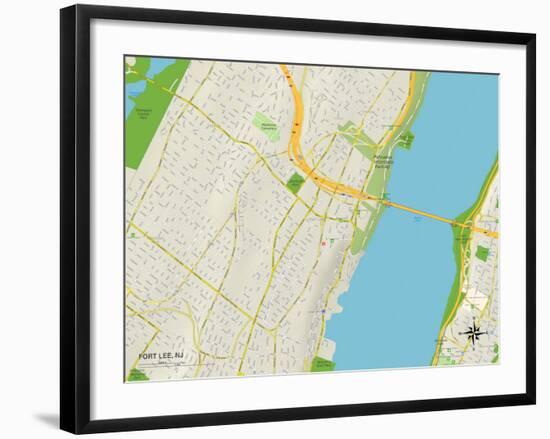 Political Map of Fort Lee, NJ-null-Framed Art Print