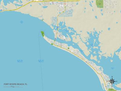 'Political Map of Fort Myers Beach, FL' Art | AllPosters.com