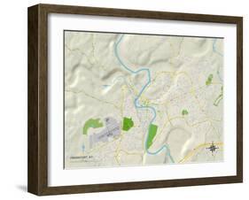 Political Map of Frankfort, KY-null-Framed Art Print