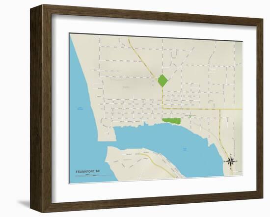 Political Map of Frankfort, MI-null-Framed Art Print