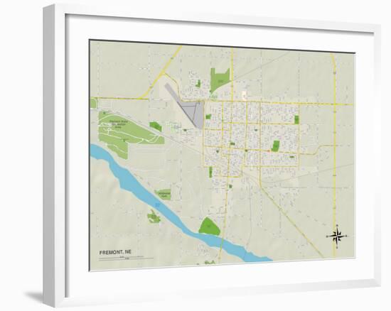 Political Map of Fremont, NE-null-Framed Art Print