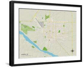 Political Map of Fremont, NE-null-Framed Art Print