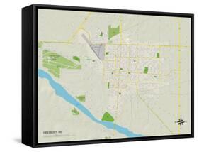 Political Map of Fremont, NE-null-Framed Stretched Canvas