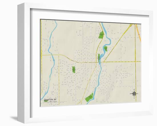 Political Map of Grafton, WI-null-Framed Art Print