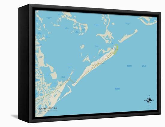 Political Map of Grand Isle, LA-null-Framed Stretched Canvas