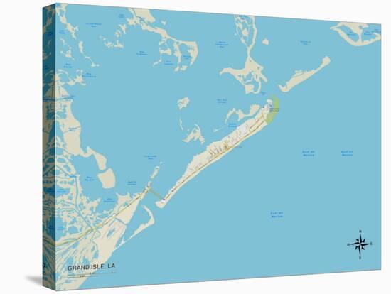 Political Map of Grand Isle, LA-null-Stretched Canvas