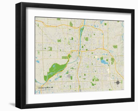 Political Map of Grand Rapids, MI-null-Framed Art Print