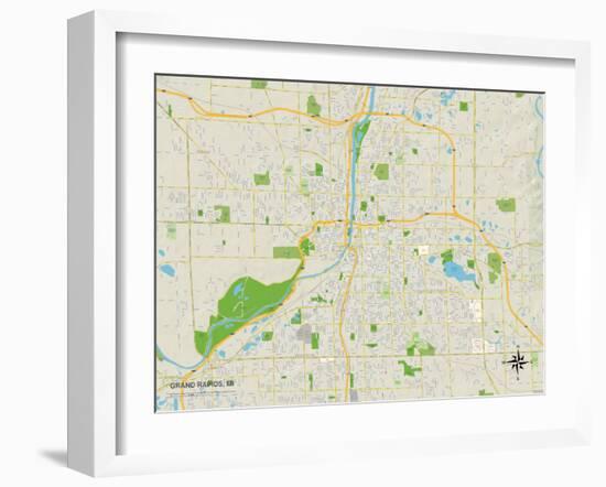 Political Map of Grand Rapids, MI-null-Framed Art Print