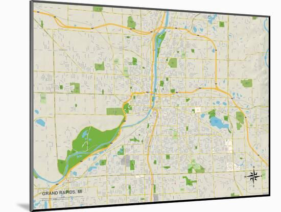 Political Map of Grand Rapids, MI-null-Mounted Art Print