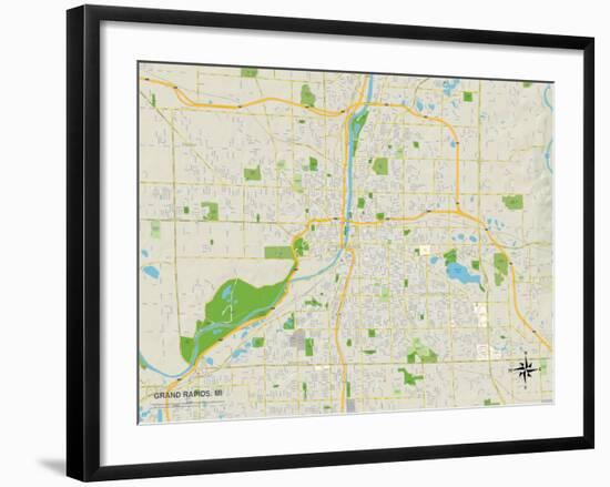 Political Map of Grand Rapids, MI-null-Framed Art Print