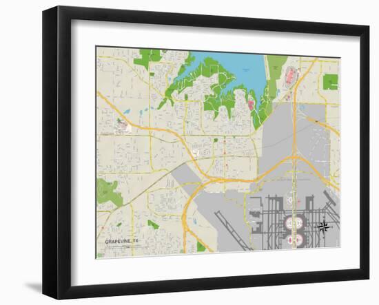 Political Map of Grapevine, TX-null-Framed Art Print