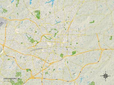 'Political Map of Greensboro, NC' Posters | AllPosters.com