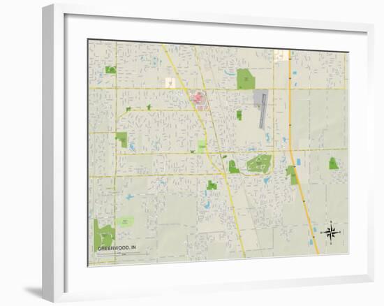 Political Map of Greenwood, IN-null-Framed Art Print