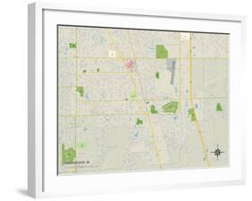 Political Map of Greenwood, IN-null-Framed Art Print