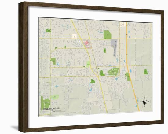 Political Map of Greenwood, IN-null-Framed Art Print