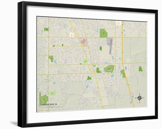 Political Map of Greenwood, IN-null-Framed Art Print