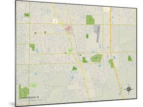 Political Map of Greenwood, IN-null-Mounted Art Print