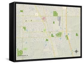 Political Map of Greenwood, IN-null-Framed Stretched Canvas