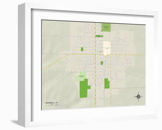 Political Map of Grinnell, IA-null-Framed Art Print