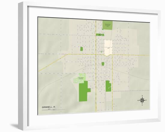Political Map of Grinnell, IA-null-Framed Art Print