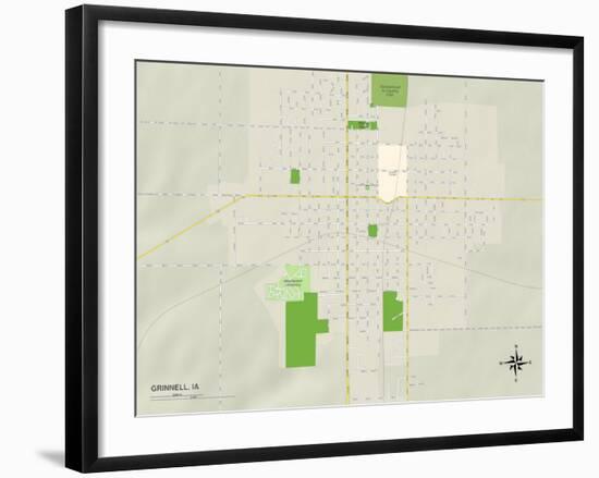 Political Map of Grinnell, IA-null-Framed Art Print