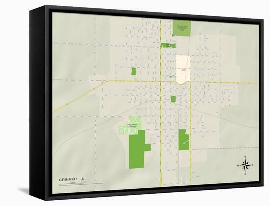 Political Map of Grinnell, IA-null-Framed Stretched Canvas