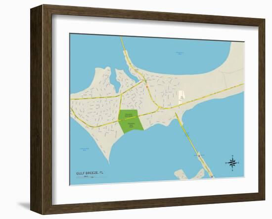 Political Map of Gulf Breeze, FL-null-Framed Art Print