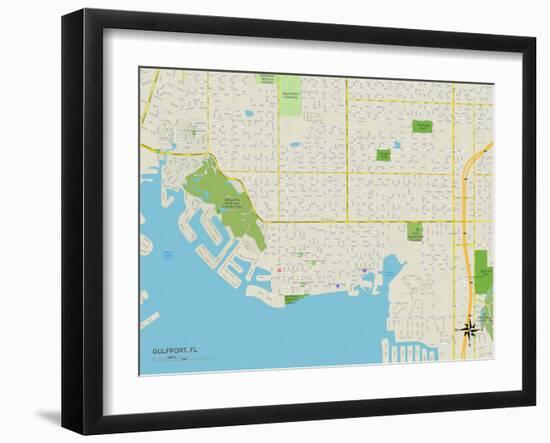 Political Map of Gulfport, FL-null-Framed Art Print