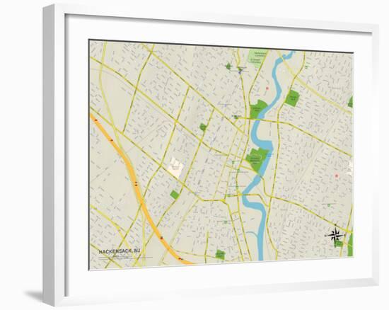 Political Map of Hackensack, NJ-null-Framed Art Print