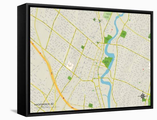 Political Map of Hackensack, NJ-null-Framed Stretched Canvas