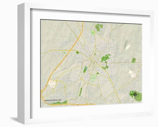 Political Map of Hagerstown, MD-null-Framed Art Print