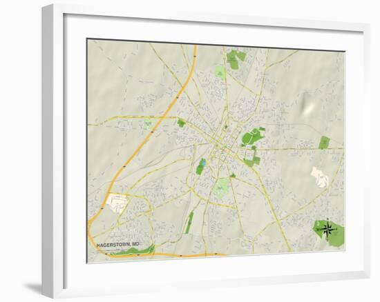 Political Map of Hagerstown, MD-null-Framed Art Print