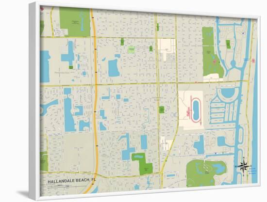 Political Map of Hallandale Beach, FL-null-Framed Art Print