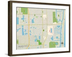 Political Map of Hallandale Beach, FL-null-Framed Art Print