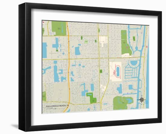 Political Map of Hallandale Beach, FL-null-Framed Art Print