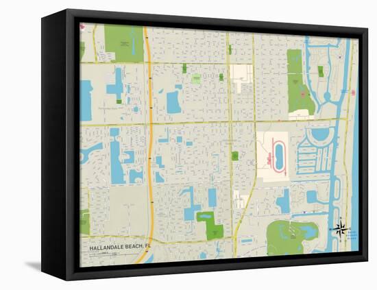 Political Map of Hallandale Beach, FL-null-Framed Stretched Canvas