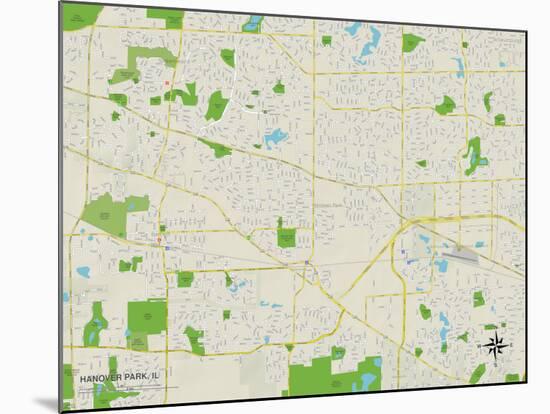 Political Map of Hanover Park, IL-null-Mounted Art Print