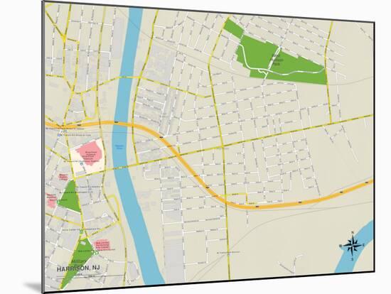 Political Map of Harrison, NJ-null-Mounted Art Print