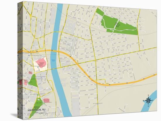 Political Map of Harrison, NJ-null-Stretched Canvas