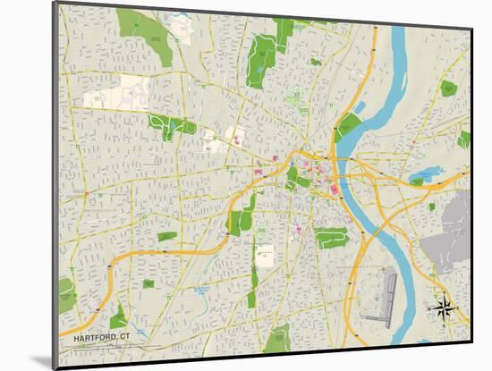 Political Map of Hartford, CT-null-Mounted Art Print