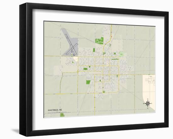 Political Map of Hastings, NE-null-Framed Art Print