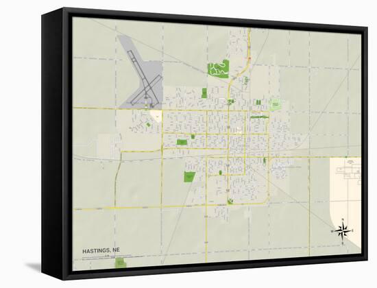 Political Map of Hastings, NE-null-Framed Stretched Canvas